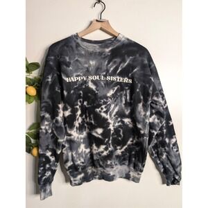 Black tie dye Crewneck Happy Soul Sisters Hoodie Sz M